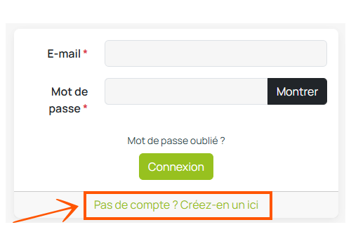 Accès page de création de compte client