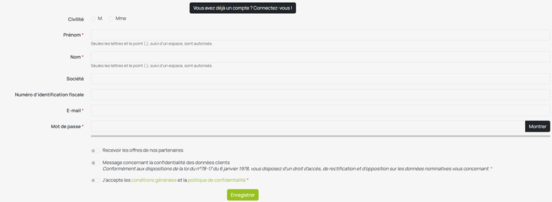 Renseignement des informations du client