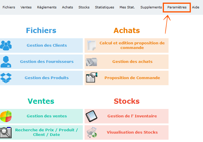 Accès aux paramètres dans Iteck