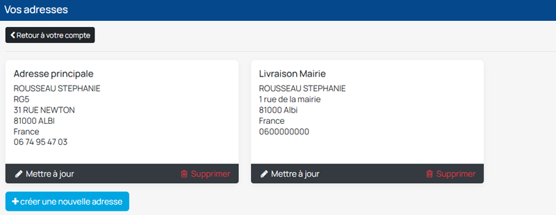 Accès aux adresses de livraison