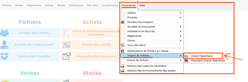 Accès Import spécifique