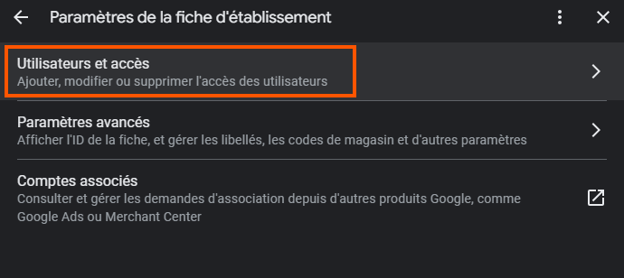 Zone gestion utilisateurs