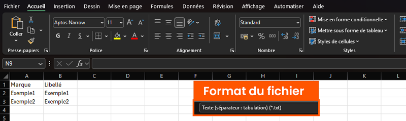 enregistrement fichier marque