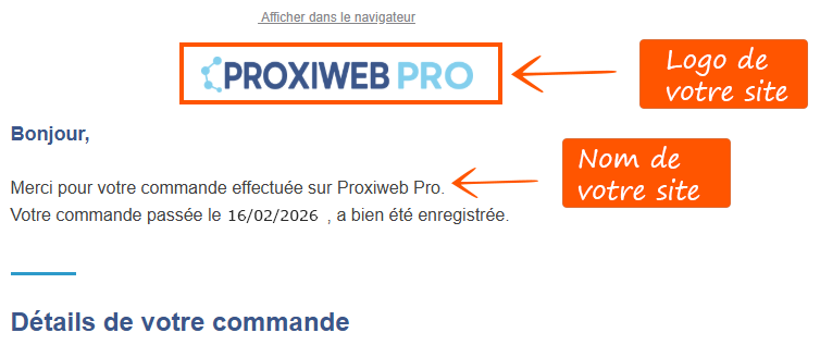 Exemple mail transactionnel à destination du client