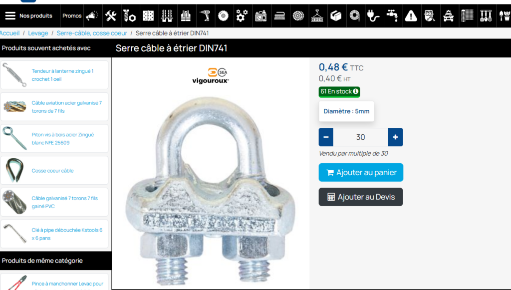 unité de vente sur le site